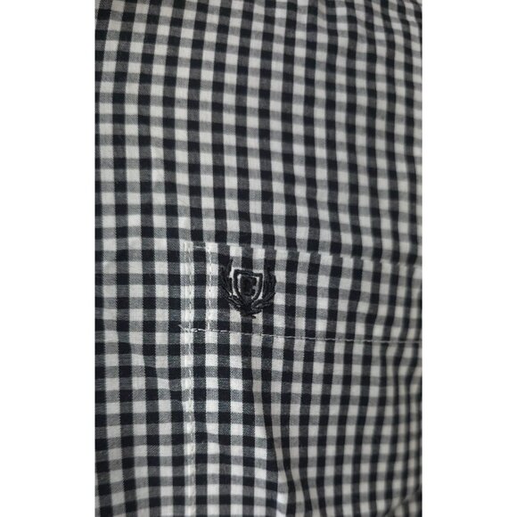 CHAPS Easy Care Mens Large Black White Check Plaid Button Down Logo Shirt - Picture 4 of 13